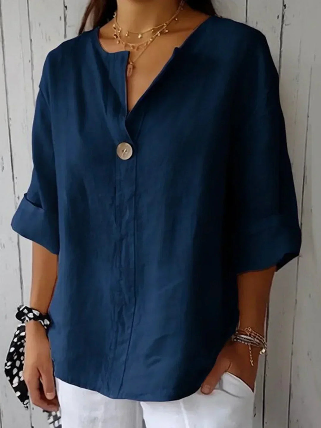 Nova - Relaxed V-Neck Blouse